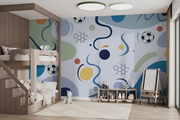 Fotótapéta Színes absztrakt alakzatok, focilabdák és vonalak, Sport fotótapéta, w05142v1 : Uwalls.hu