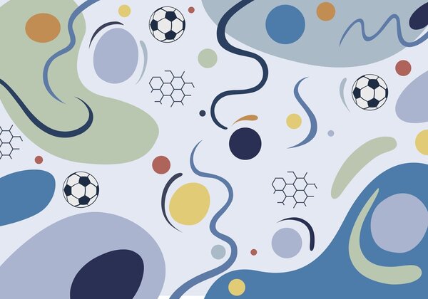 Fotótapéta Színes absztrakt alakzatok, focilabdák és vonalak, Sport fotótapéta, w05142v1 : Uwalls.hu
