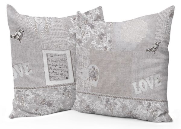Párnahuzat Romantic shabby bézs 40x40 cm MADE IN ITALY