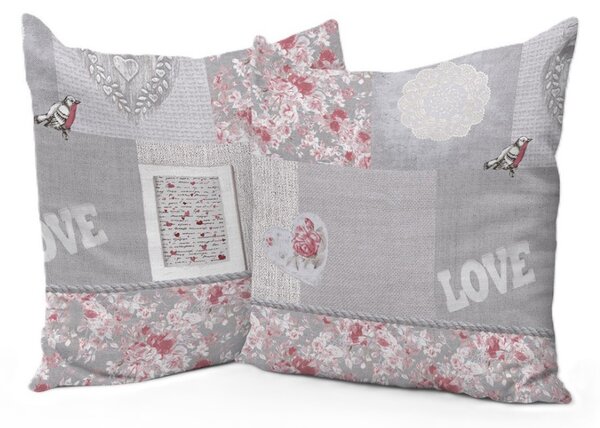 Párnahuzat Romantic shabby piros 40x40 cm MADE IN ITALY