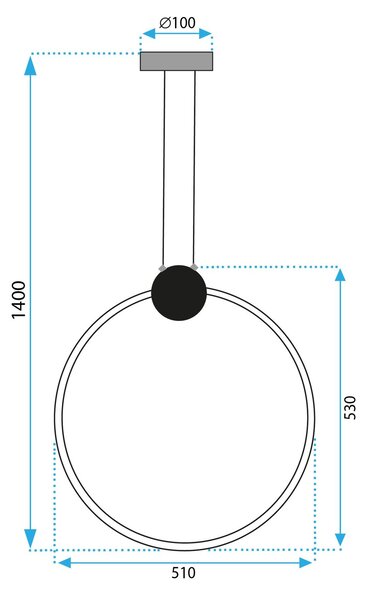 Mennyezeti lámpa LED APP1398-CP BLACK 50cm