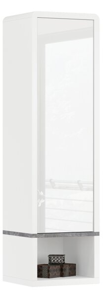Mazzoni FOLK SWP-36 függő szekrény polccal Fehér Fényes/Matt + Millenium Beton - MODERN NAPPALIBA/SZOBÁBA