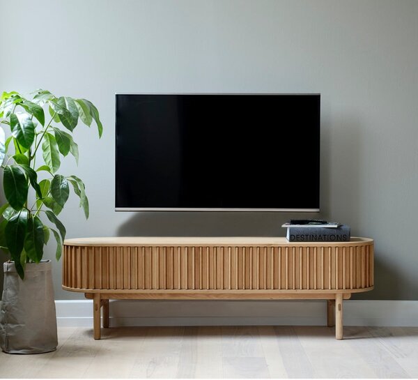 Natúr színű TV-állvány tölgyfa dekorral 160x48 cm Carno – Unique Furniture