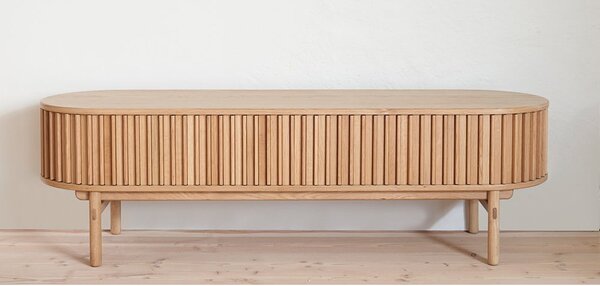 Natúr színű TV-állvány tölgyfa dekorral 160x48 cm Carno – Unique Furniture