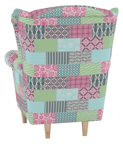 Füles fotel, szövet patchwork, CHARLOT