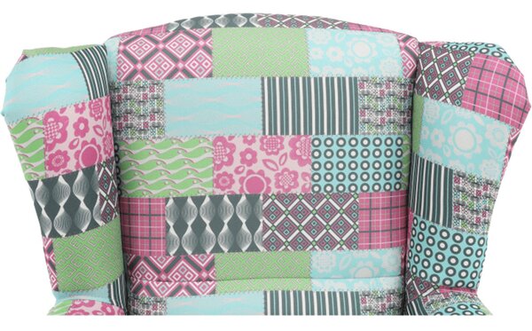 Füles fotel, szövet patchwork, CHARLOT