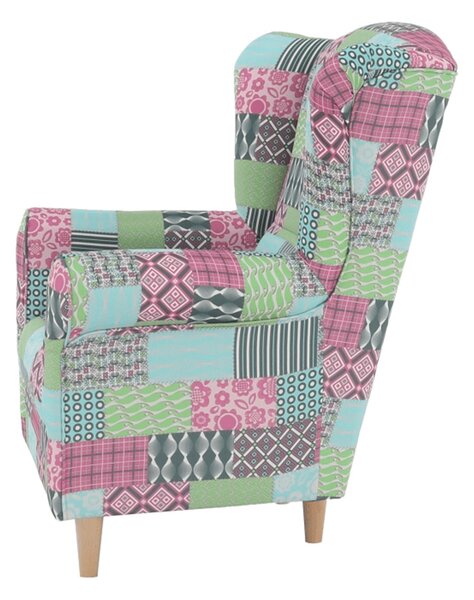 Füles fotel, szövet patchwork, CHARLOT