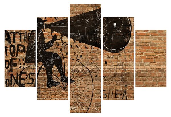 Kép - Férfi kerékpáron Banksy stílusában (150x105 cm)