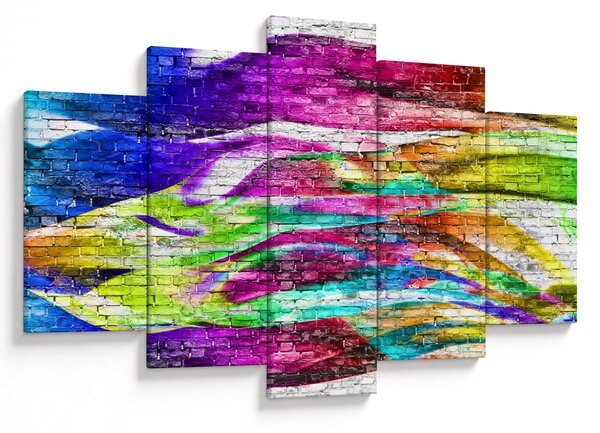Kép - Téglafal színes lángokkal (150x105 cm)