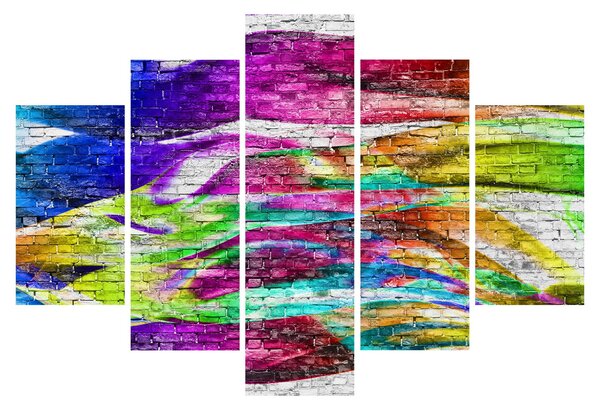 Kép - Téglafal színes lángokkal (150x105 cm)