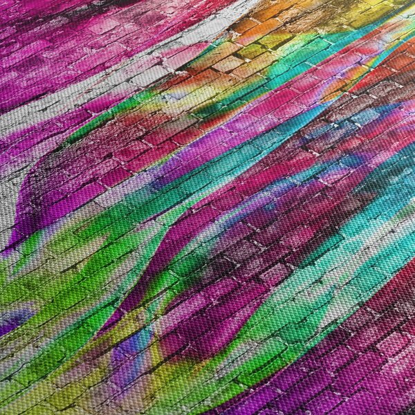 Kép - Téglafal színes lángokkal (90x60 cm)