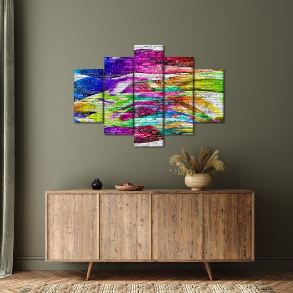 Kép - Téglafal színes lángokkal (150x105 cm)