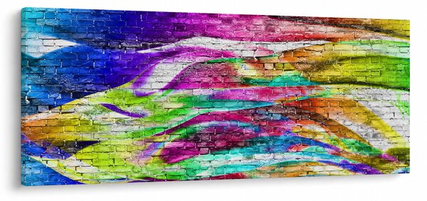 Kép - Téglafal színes lángokkal (120x50 cm)
