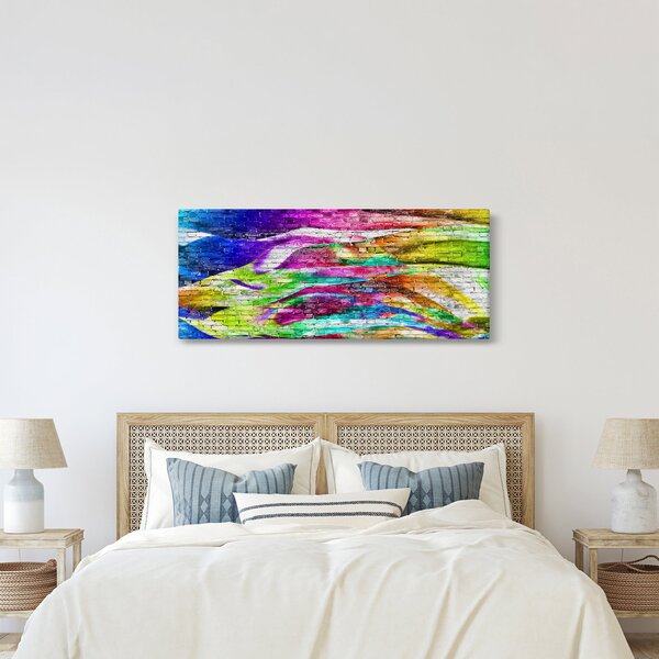 Kép - Téglafal színes lángokkal (120x50 cm)
