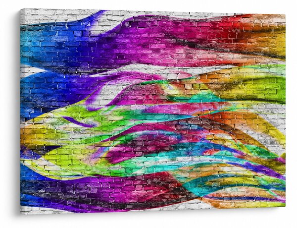 Kép - Téglafal színes lángokkal (70x50 cm)