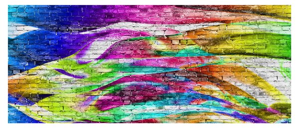 Kép - Téglafal színes lángokkal (120x50 cm)