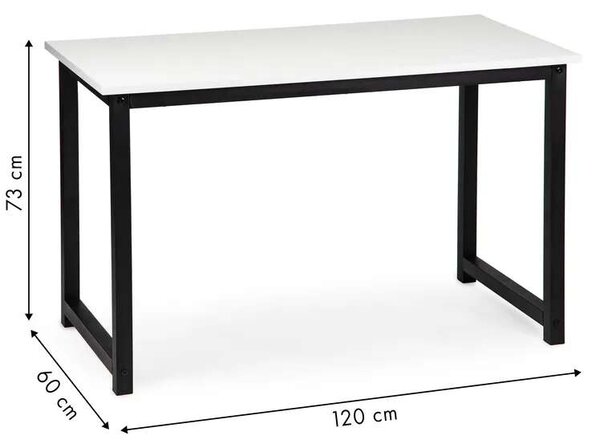 Modernhome nagyméretű íróasztal &- 8211; fehér laminált munkalap és fekete fém lábak