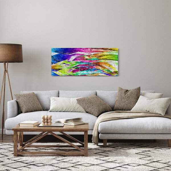 Kép - Téglafal színes lángokkal (120x50 cm)