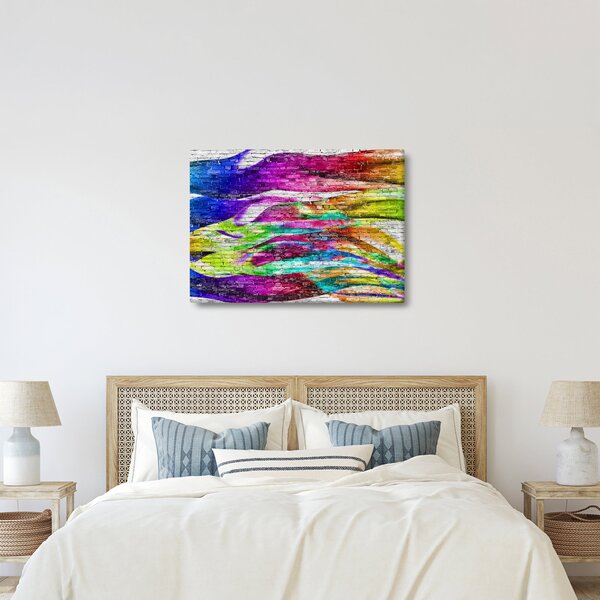 Kép - Téglafal színes lángokkal (70x50 cm)