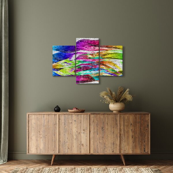 Kép - Téglafal színes lángokkal (90x60 cm)