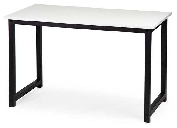 Modernhome nagyméretű íróasztal &- 8211; fehér laminált munkalap és fekete fém lábak