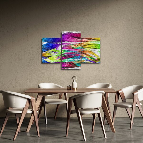 Kép - Téglafal színes lángokkal (90x60 cm)