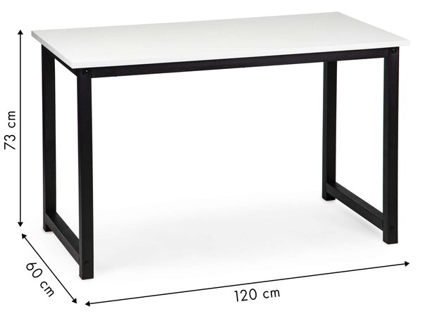 Modernhome nagyméretű íróasztal &- 8211; fehér laminált munkalap és fekete fém lábak