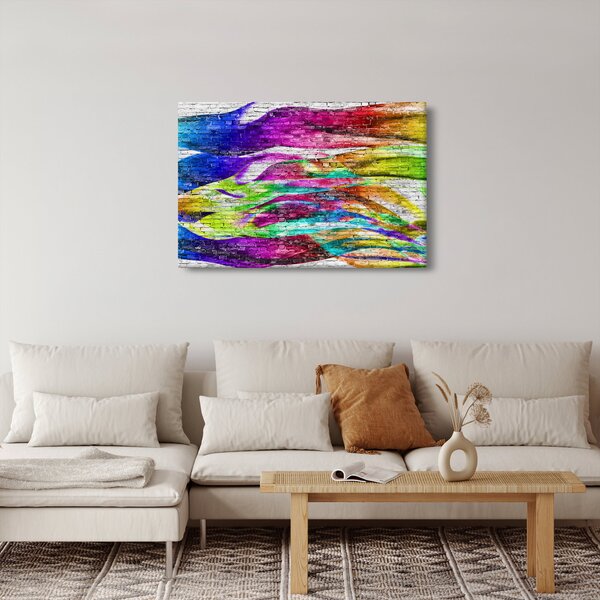 Kép - Téglafal színes lángokkal (90x60 cm)