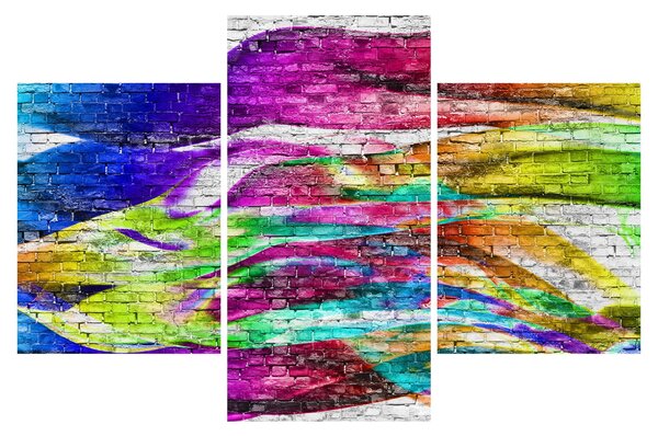 Kép - Téglafal színes lángokkal (90x60 cm)
