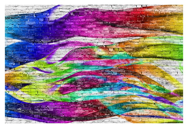Kép - Téglafal színes lángokkal (90x60 cm)