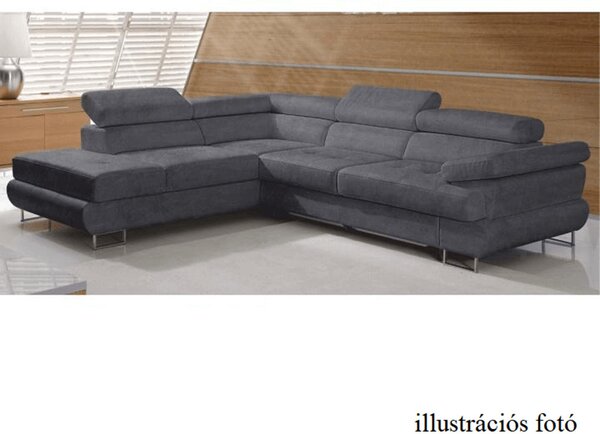 Ülőgarnitúra, szürke, szövet, balos, BUTON P