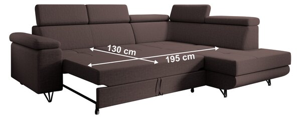 Kinyitható ülőgarnitúra, barna, jobbos, JOGI ROH