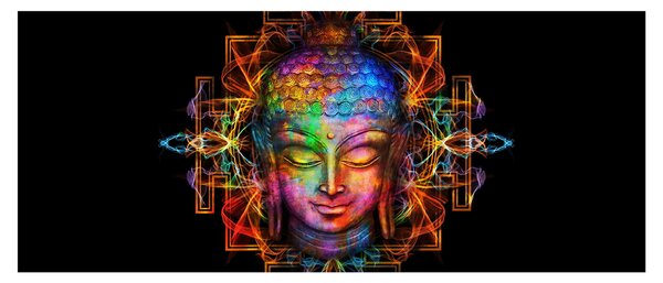 Kép - Buddha mellszobra neon színekben (120x50 cm)