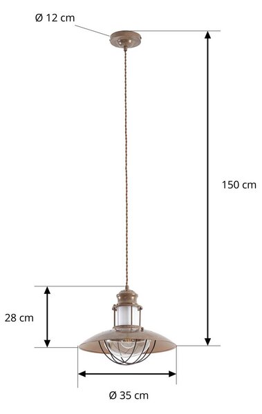 Lindby Louisanne függő világítás, barna, fém, Ø 35 cm, dimmelhető, Barna / rozsda, Folyosó, fém, Tengeri