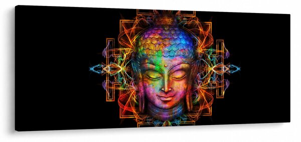Kép - Buddha mellszobra neon színekben (120x50 cm)