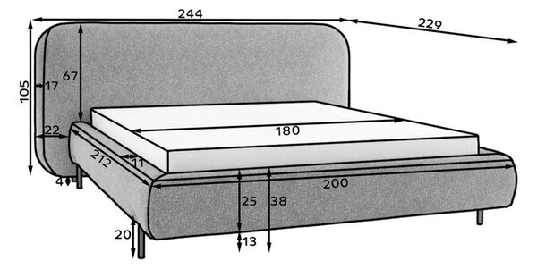 Bézs kárpitozott ágyneműtartós franciaágy ágyráccsal 180x200 cm Pointt – ELTAP