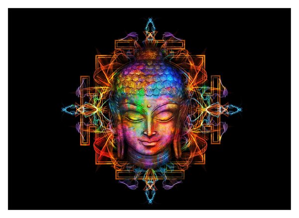 Kép - Buddha mellszobra neon színekben (70x50 cm)