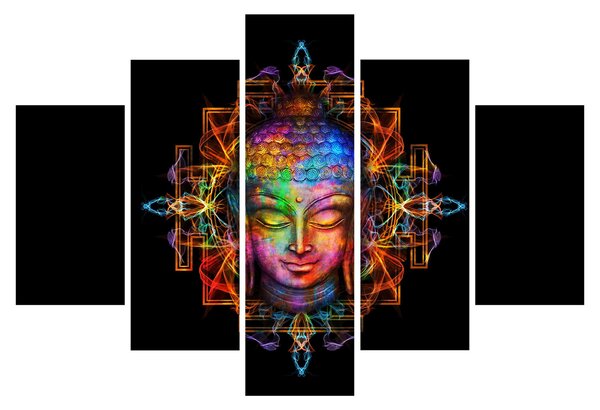 Kép - Buddha mellszobra neon színekben (150x105 cm)