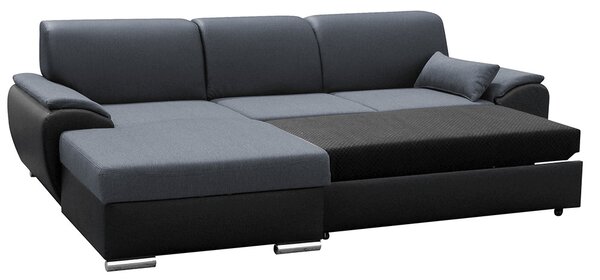 Ülőgarnitúra, fekete/sötét szürke, balos, EMILY