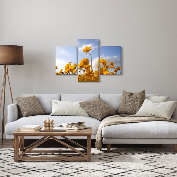 Fényes sárga virágokkal rendelkező mező képe (90x60 cm)