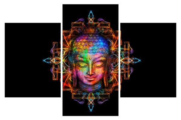Kép - Buddha mellszobra neon színekben (90x60 cm)
