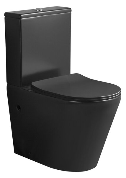 Lisa Black perem nélküli mély öblítésű íves monoblokkos WC alsó/hátsó kifolyású slim tetővel + tartály