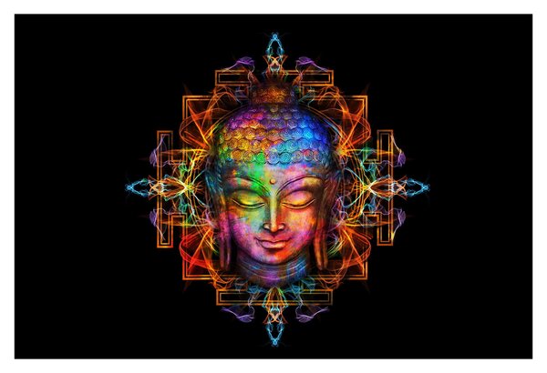 Kép - Buddha mellszobra neon színekben (90x60 cm)