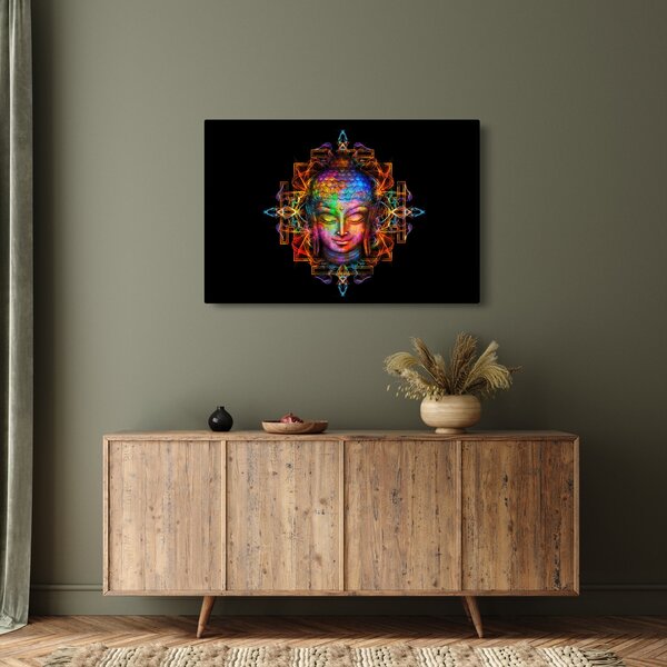 Kép - Buddha mellszobra neon színekben (90x60 cm)