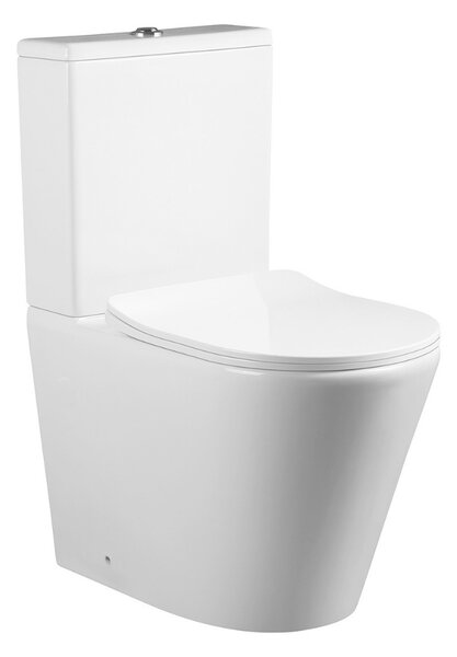 Lisa White perem nélküli mély öblítésű íves monoblokkos WC alsó/hátsó kifolyású slim tetővel + tartály