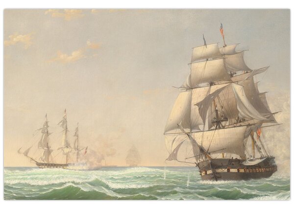 Kép - Fitz Henry Lane, The United States Frigate President Engaging the British Squadron, reprodukciók (90x60 cm)