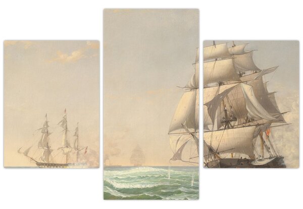 Kép - Fitz Henry Lane, The United States Frigate President Engaging the British Squadron, reprodukciók (90x60 cm)