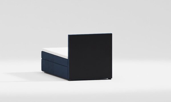 Sötétkék kárpitozott ágyneműtartós egyszemélyes ágy ágyráccsal 90x200 cm Bunny – Ropez
