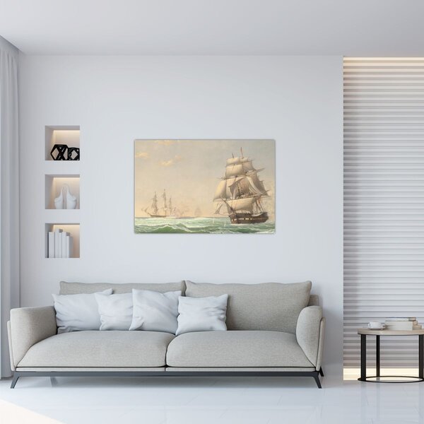 Kép - Fitz Henry Lane, The United States Frigate President Engaging the British Squadron, reprodukciók (90x60 cm)