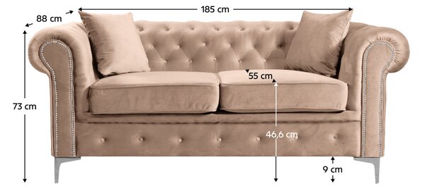 Luxus 2-es ülés, világosbarna Velvet szövet, ROMANO